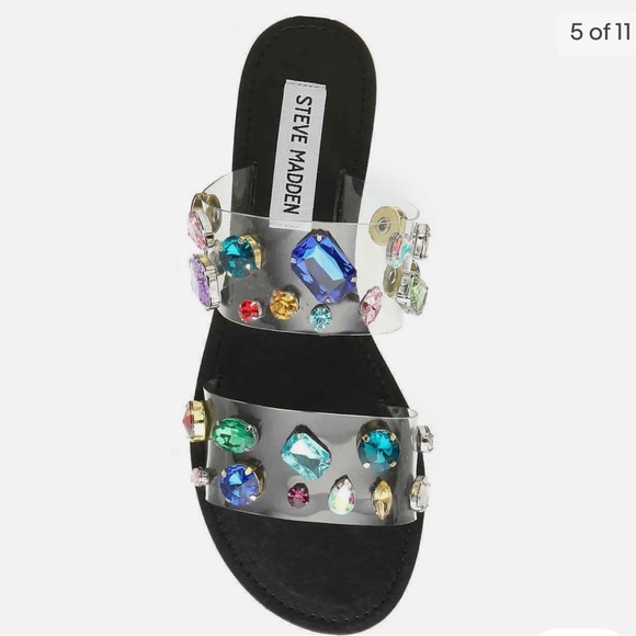 Steve Madden Clear Lucite Shani Jewel Sandals - 9.5 - Picture 2 of 6